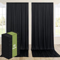60ftx12ft Wrinkle Free Black Backdrop Curtains for Parties, Silky Polyester 12 Panels 12 ft Long Black Photo Backdrop Drapes Back Drop Cloth for Wedding Birthday Graduation Photography Background by Htper