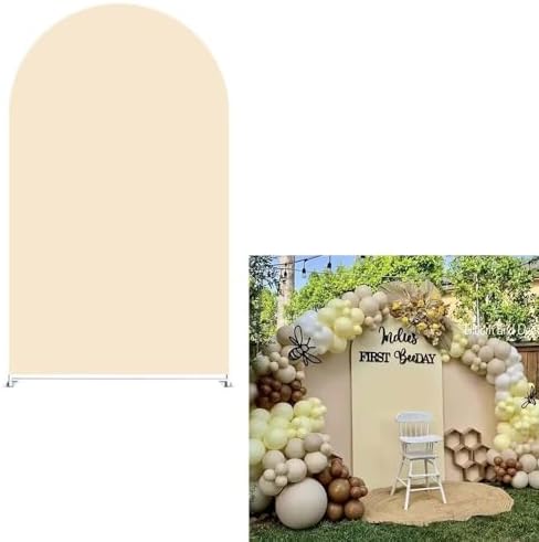 Happy Bee Days Celebration Beige Solid Arch Backdrop Stand Covers Sweet Bees Yellow Party Decorations 3x6ft Arches Backdrop Fabric Cover Supplies Kids Baby Shower Decors - Image 2