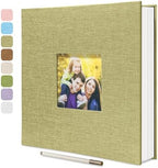 Large Photo Album Self Adhesive, DIY Scrapbook Album for 4x6 8x10 10x12 Pictures, 60 Pages Light Matcha Linen Cover Memory Book, Ideal Gift for Family Wedding Baby Christmas Anniversary by HoneyTolly