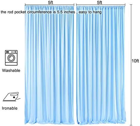 10ft x 10ft Wrinkle Free Baby Blue Backdrop Curtain for Parties, Polyester Blue Photo Backdrop Drapes 2 Panels 5x10ft for Wedding Party Photography Background Baby Shower Birthday Decor - Image 6
