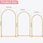 Wedding Arch Backdrop Stand, Gold Metal, Set of 3, 7.2FT, 6.6FT, 6FT, for Party, Bridal Shower, Floral Balloon Decoration - Image 2