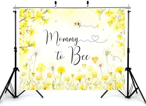 10x7ft Mommy to Bee Backdrop Baby Shower Party Sweet as Can Gender Reveal Wildflower Floral Honeycomb Photography Background Party Banner Decorations Photo Studio Props - Image 3