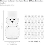 – 24 Pack 2 oz BPA-Free Plastic Honey Bear Bottles with Sealable White Screw Top Lids, Clear Mini Squeeze Bottles for Honey, Samples & Party Favors (24pk, 2oz, WHT) - Image 2