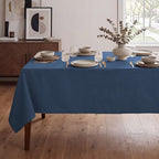 H.VERSAILTEX Linen Textured Table Cloths 60 x 120 Inch Premium Solid Tablecloth Spill-Proof Waterproof Table Cover for Dining Buffet Feature Extra Soft and Thick Fabric Wrinkle Free, Ink Blue - Image 3