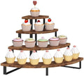 ELITEROO 4 Tier Cupcake Stand, Wooden Cup Cake Stand Stairs, Curved Corner by ELITEROO