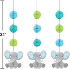 Elephant Baby Shower Party Supplies Set, Blue and Mint, 16 Guests, with Plates, Napkins and Hanging Decorations - Image 5