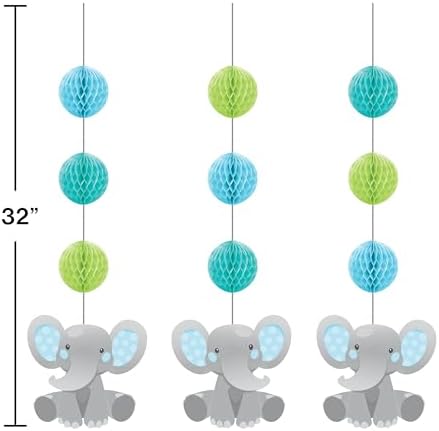 Elephant Baby Shower Party Supplies Set, Blue and Mint, 16 Guests, with Plates, Napkins and Hanging Decorations - Image 5