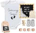 9 Pcs Pregnancy Announcements Set, Include Felt Letter Board Sign with Baby Bodysuit Shoes and Wooden Sign Surprise Announcement for Grandparents Partner Gift Family Reveal by SytuHete