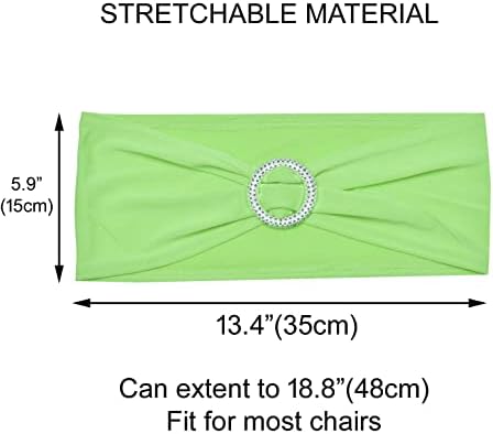 50pcs Lime Green Spandex Chair Sashes for Wedding Party Banquet Decoration Elastic Chair Cover with Buckle Engagement Event Birthday Graduation Meeting Baby Shower - Image 3