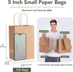 GSSUSA Paper Gift Bags 5.25x3.75x8 1000Pcs, Valentine's Day Gift Wrap Bags with Handles, Brown Kraft Paper Bags for Small Business, Heavy Duty Bulk, for Birthday Party Favors, Shopping, Retail - Image 2