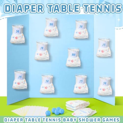 VioraWhite 60 Pcs Funny Baby Shower Diaper Games, Blue - Image 2