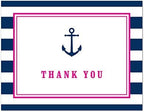 50 Cnt Navy Stripes Pink Border Anchor Nautical Baby Shower Thank You Cards - Image 3