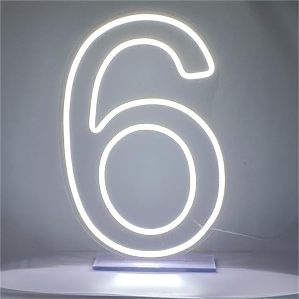 LED Neon Signs Number 6 Birthdays Decor Neon Lights Party USB Plus Battery Case Light up your baby's birthday with our Neon Number Six Sign (Number 6) by NUOSHANZS