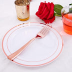 WDF 300 Pieces Rose Gold Plastic Silverware- Disposable Flatware Set - Heavy Duty Plastic Cutlery Includes 100 Forks, 100 Spoons, 100 Knives Perfect for Wedding/Party/Birthday - Image 3