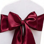 50 Pack Satin Burgundy Chair Sashes Bows for Wedding Party Thanksgiving Halloween Hotel Reception Restaurant Decorations, Event Decorations by JFDYDM
