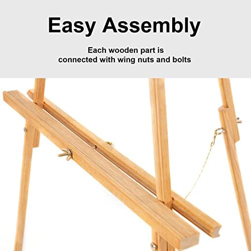 Falling in Art 65" A-Frame Wooden Tripod Easel Stand, (Natural) 2 Pack - Image 2