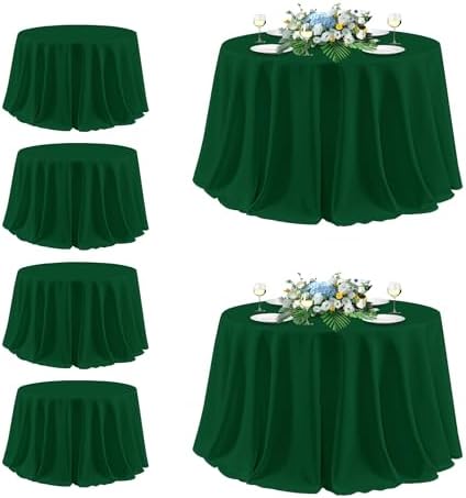 sancua Round Tablecloth 132 Inch Fit 54-96 Inch Tables, 6 Pack Hunter Green by sancua