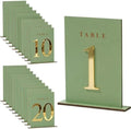 Geelin 20 Pcs Wooden Wedding Table Numbers 1-20 with Stands, Sage Green by Geelin