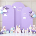 Beige and Purple Arch Cover 3 Set-7.2FT, 6.6FT, 6FT Arch Backdrop Cover Spandex Fitted 2- Color Fabric Arch Stand Covers for Baby Shower Birthday Party Wedding Bridal Shower Photo Background - Image 2