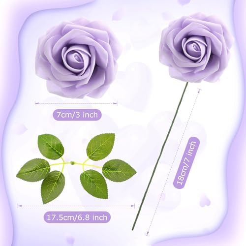 100 Pcs Artificial Rose Flowers, Lavender - Image 2