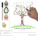 Gender Neutral Loved to the Moon Baby Shower Fingerprint Tree, 8.5x11 Inch - Image 4