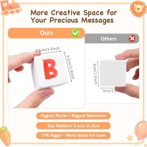 79 PCS Baby Shower Game Kit, Fun Baby Shower Blocks Decorating Game Includes 52 Wooden Blocks, 24 Markers, 1 Game Sign, 1 Storage Box and 1 Pattern Guide, Suitable for Boys and Girls, White - Image 4