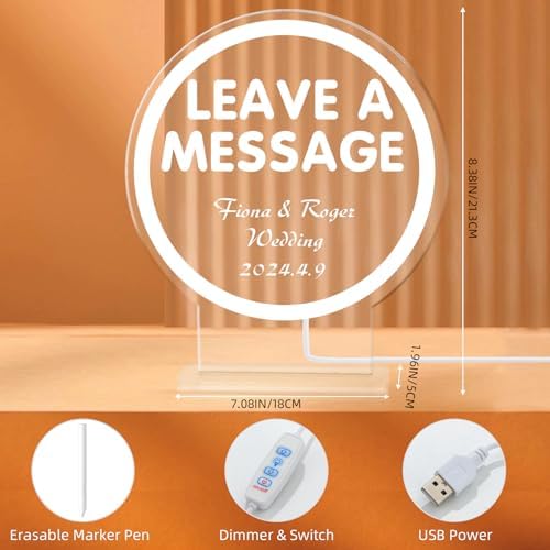 Audio Guest Book Phone with Neon Table Sign for Wedding Party Birthdays Rentals Confessions Special Occasions (Beige) - Image 2