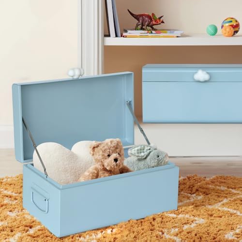 Vixdonos Large Decorative Box Set of 2 Metal Keepsake Trunk with Cloud-shaped Decorative Clasp for Reception,Wedding,Baby & Bridal Shower,17.3X10.6X8.3 Inches - Image 7
