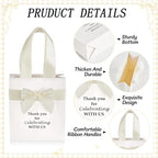50 Pcs Wedding Gift Bags for Guests Bulk with Bow Ribbon Handles 6.2x7.2x2.5 Inch Wedding Favor Bag Thank You Gift Bags for Party Favor Bridesmaid Bags Bridal Shower Valentine Birthday Supplies(Beige) - Image 3