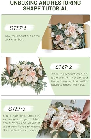 Faux Flower Swag Set of 2 for Wedding Welcome Signs Floral Swag Wedding Reception Ceremony Signs Decor (Champagne & Cream) - Image 6