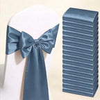 Satin Dusty Blue Chair Sashes 50 Pack, Dark Blue Chair Ribbons for Party by GANKAR