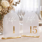 Frosted Arch Table Numbers 1-15 with Stands, Gold 3D Wedding Table Numbers by Unknown