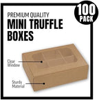 100 pcs Kraft Mini Truffle Box for 6 treats with Window and Dividers, Bakery Boxes, 5 x 3.5 x 1.57 Inches VERY SMALL Baking Boxes, Square Truffles Decorating Supplies for Gift Giving - Image 3