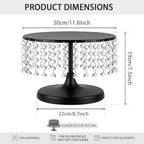 Metal Cake Stand Set with Crystal Pendants - Elegant Dessert Table Display for Weddings, Birthday Parties, Baby Showers, Events - Sturdy Crystal Bling Cupcake Stands for Pastries, Sweets, Decorations (Black, 2 PCS-L) - Image 2