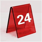 Acrylic Table Numbers, Tent Style Table Signs, Set of 6 Colorful Panel Desk Signs, Best for Rustic Receptions, Banquets Cafés Restaurants Hotel(Red 19 24) by Unknown