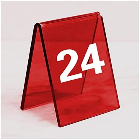 Acrylic Table Numbers, Tent Style Table Signs, Set of 6 Colorful Panel Desk Signs, Best for Rustic Receptions, Banquets Cafés Restaurants Hotel(Red 19 24) by Unknown