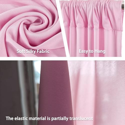 10 x 10 Feet Light Pink Backdrop Curtain for Partie, Background Curtains for Photoshoot, Birthday, Wedding, Halloween, Thanksgiving, Christmas Day, New Year Party Decorations 5Ft x 10Ft, 2 Panels - Image 3