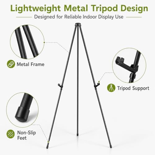 3 Pack Easel Stand for Sign, 63 Inch Portable Display Easel Stand, Black Metal Floor Easel for Wedding Welcome Sign, Poster Board, Party, Presentation, Event Display with Storage Bags - Image 7