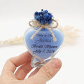 Wedding Favor Guest Bulk, Set of Heart Glass Candle Party with Custom Sticker and Dried Flowers Bridal Party, Baby Shower Gifts (Blue, Set of 150) by GiftUp