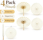 Koyal Wholesale 32" Ivory Paper Parasol Umbrella 4 Pack, Large Paper Umbrella Bulk, Paper Parasol Wedding Umbrellas, Ivory Parasol Umbrella Bridal Party Decor Photo Props, Sun Parasols for Shade - Image 3