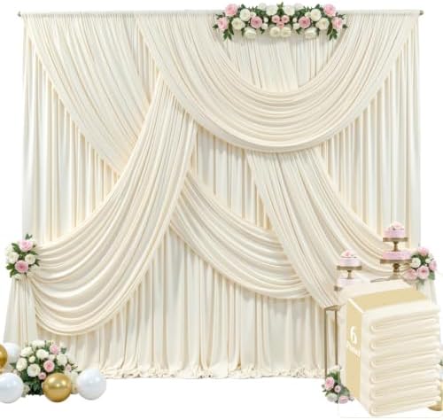 30ft x 15ft Champagne Wrinkle Free Backdrop Curtains for Wedding Party Backdrops Curtain Drapes Fabric Decorations Photo Back Drop Cloth for Baby Shower Photography Stage Reception by Tao-GePartyDecorations
