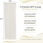 20ft x 8ft Wrinkle Free Ivory Backdrop Curtain for Parties, 4 Panels 5x8ft Silky Polyester Ivory Wedding Backdrop Drapes Photo Back Drop Cloth for Birthday Baby Shower Photography Background - Image 5