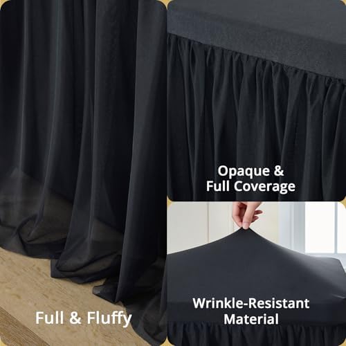 Black Tulle Tablecloth for 8 FT Rectangle Tables 4-Pack, Ideal for Weddings - Image 4