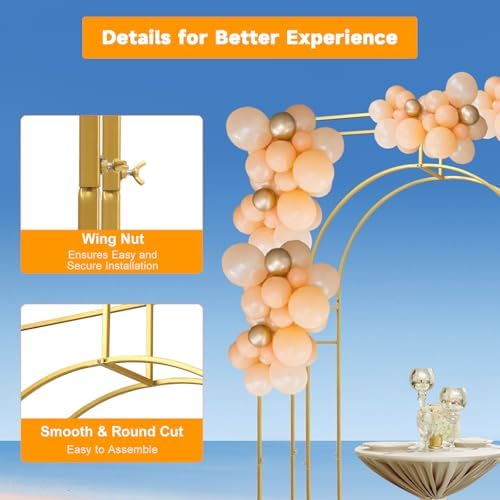 7.8 FT Wedding Arch Backdrop Stand, Balloon Arch Stand Gold Metal Arch Backdrop Stand Wedding Arches for Ceremony, Weddings, Birthday Parties, Engagements, Baby Showers - Image 5