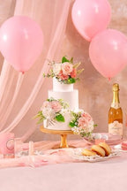 TINGE TIME 3Pcs Pre-made Cake Toppers，Silk Artificial Flowers Decor，Cake Decorations for Weddings, Birthdays, Party,Baby Shower,Celebration (PeachPink&White) - Image 3