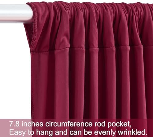 50ft x 12ft Burgundy Backdrop Curtains Wrinkle Free Backdrop Curtain for Wedding Parties Maroon Fabric Backdrops Drapes Back Drop Cloth Bridal Shower Stage Curtains Wedding Decorations for Reception - Image 7
