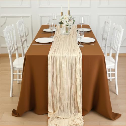 12 Pack Ivory Cream Cheesecloth Table Runner 120 Inch Boho Wedding Decor - Image 4