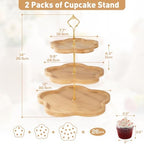 DUJUST Wooden Cupcake Stand, Flower-Shaped Design, Tiered Tray, 2 Pcs - Image 5