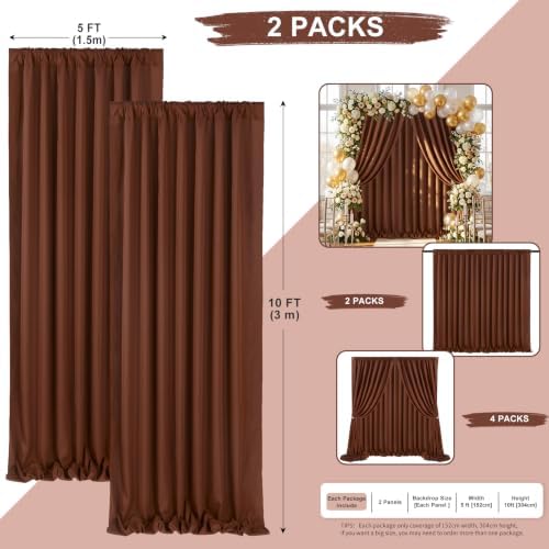 Brown Backdrop Curtains 10ftx10ft Rustic Polyester Photo Drapes - Image 3