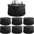 6 Pack Black Round Spandex Tablecloth for 60 inch Table, Wrinkle Free Stretchy 120inch Fitted 5FT Round Table Cloths Cover with Skirt for Wedding Birthday Party Dining Banquet Events by Htper